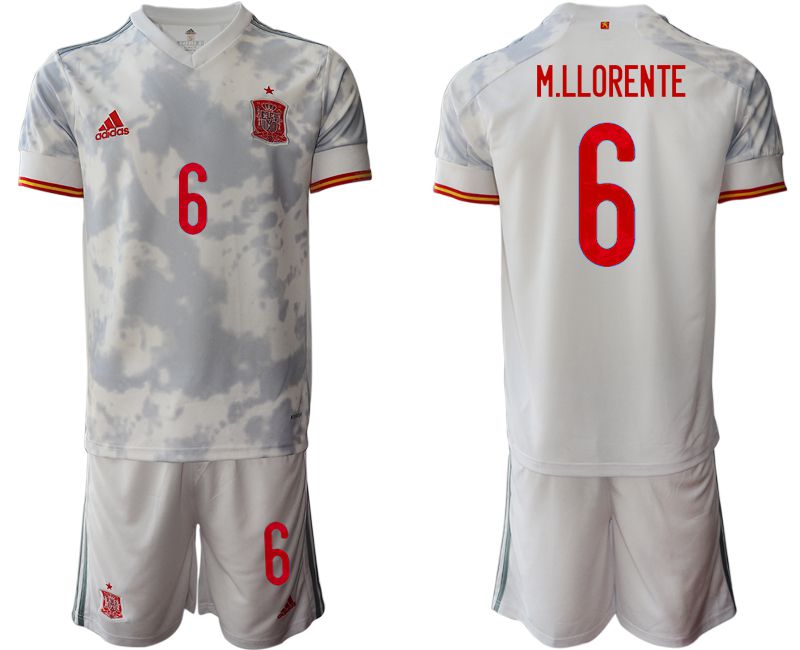 Men 2020-2021 European Cup Spain away white #6 Adidas Soccer Jersey->spain jersey->Soccer Country Jersey